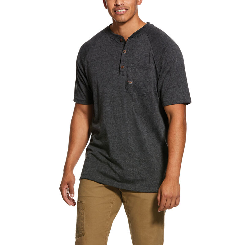 Ariat Rebar Cotton Strong Koyu Gri Henley Erkek (11904-088)